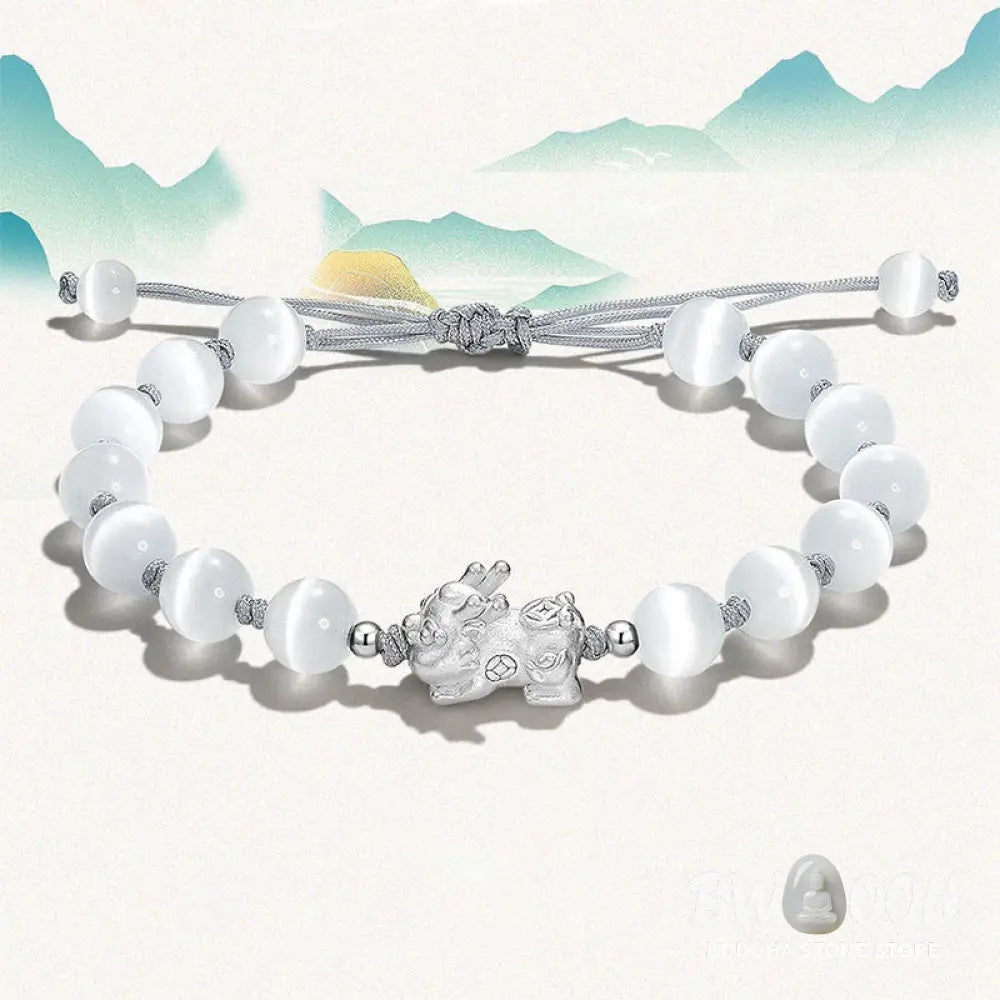 Buddha Stones Natural Black Obsidian Cat’s Eye Pink Crystal PiXiu Strength Bracelet - BWOOOH - Bracelet