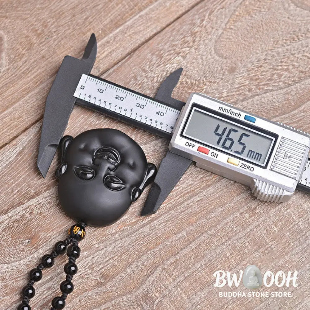 Buddha Stones Natural Black Obsidian Laughing Buddha Purification Necklace Pendant - BWOOOH - Laughing Buddha Pendant