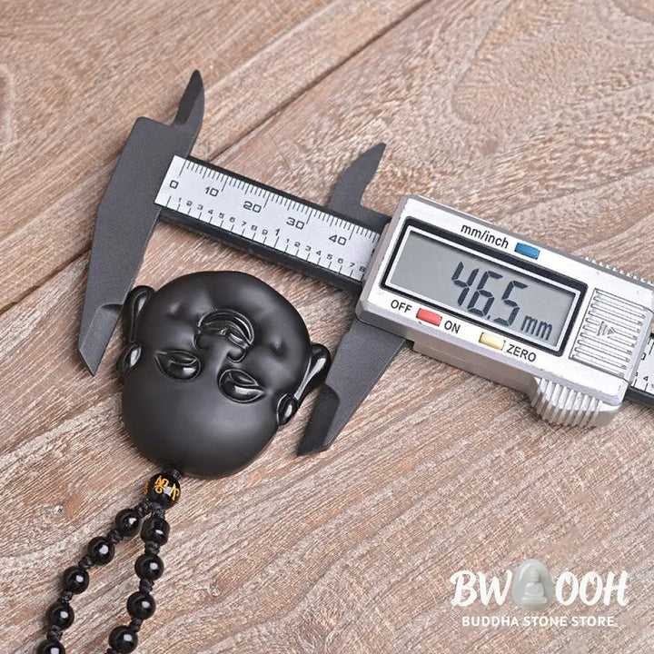 Buddha Stones Natural Black Obsidian Laughing Buddha Purification Necklace Pendant - BWOOOH - Laughing Buddha Pendant