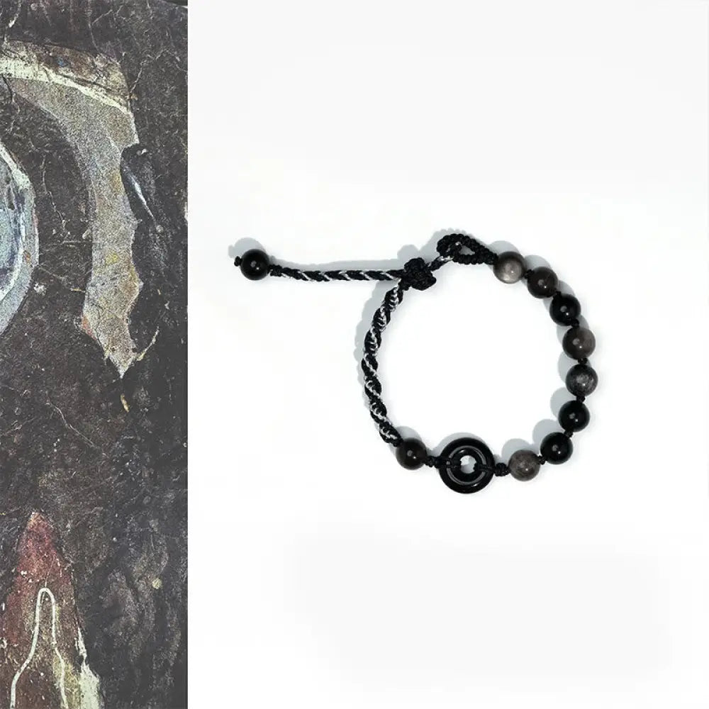 BWOOOH Natural Black Obsidian Peace Buckle Purification B