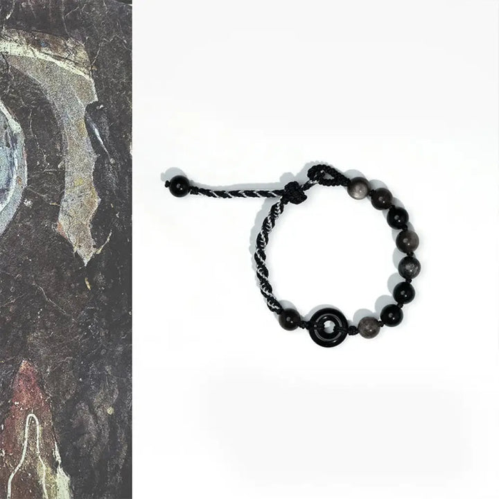 BWOOOH Natural Black Obsidian Peace Buckle Purification B