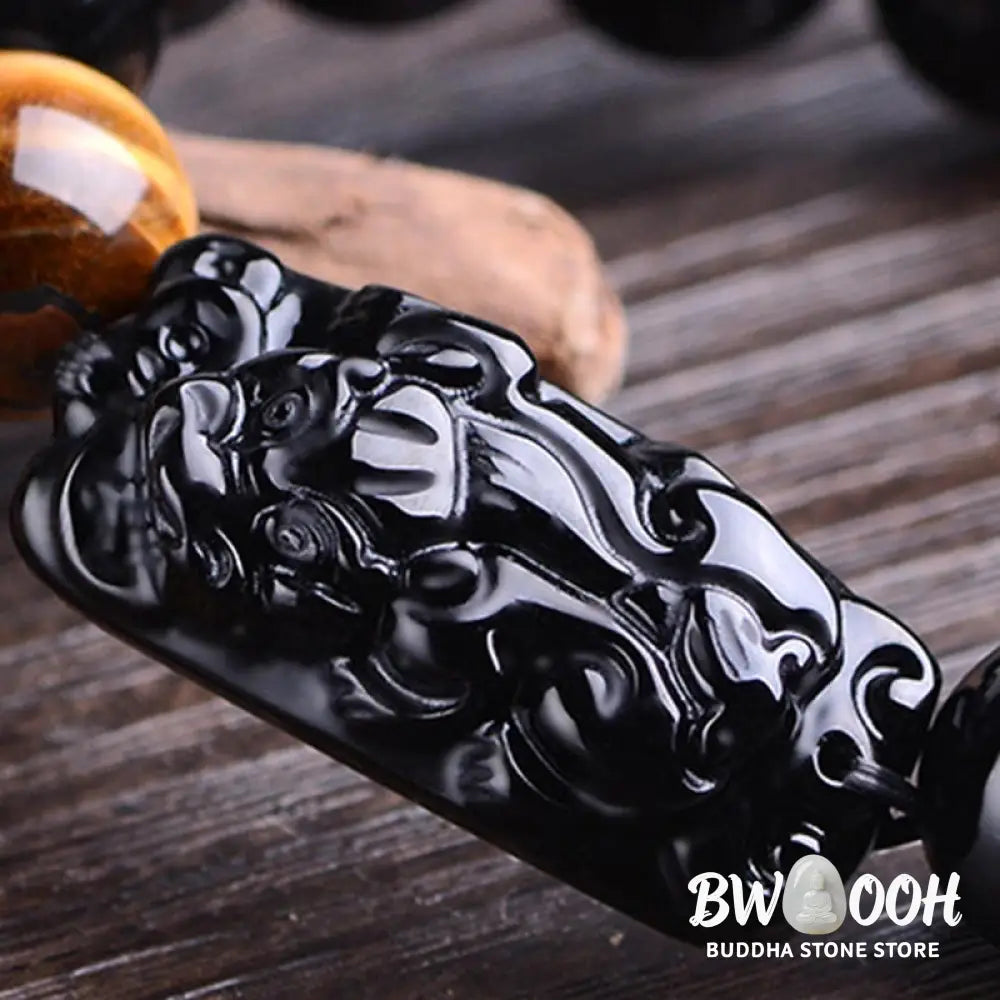 Buddha Stones Natural Black Obsidian PiXiu Tiger’s Eye Strength Bracelet - BWOOOH - Bracelet