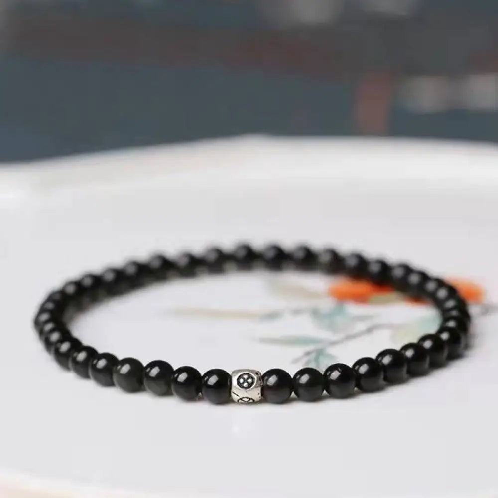 BWOOOH Natural Black Obsidian Smoky Quartz Purification Strength Bracelet - BWOOOH - 4mm / Black Obsidian