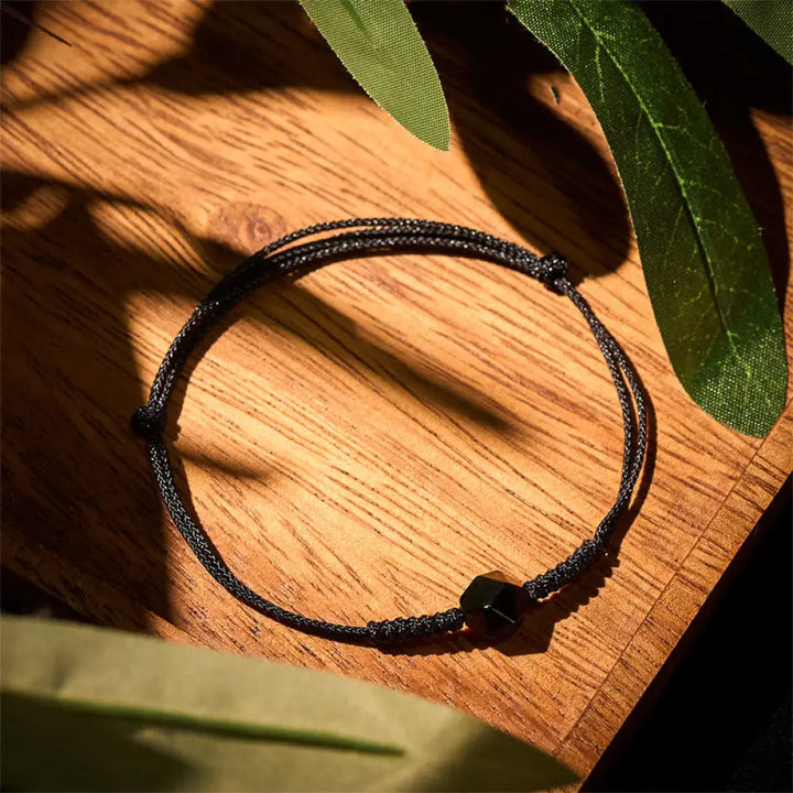BWOOOH Natural Black Obsidian String Braided Strength Bra