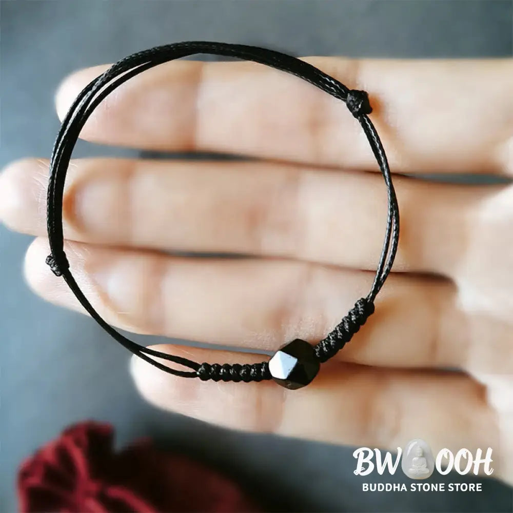 Buddha Stones Natural Black Obsidian String Braided Strength Bracelet - Black Obsidian(Wrist Circumference: 14-16 cm)