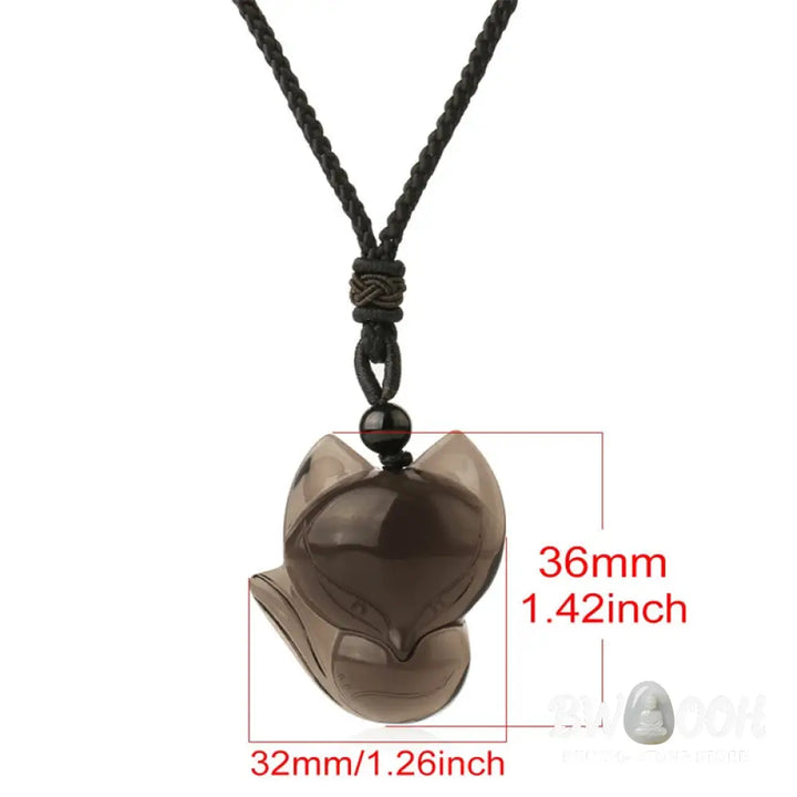 Buddha Stones Natural Black Obsidian Tiger Eye Ice Obsidian Fox Pendant Amulet Necklace - BWOOOH - Necklaces &amp; Pendants
