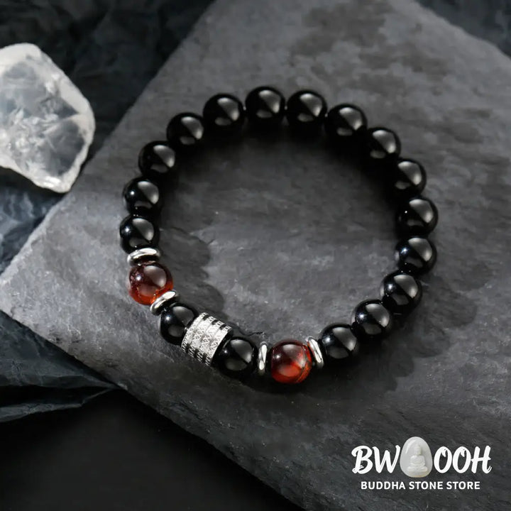 Buddha Stones Natural Black Obsidian Tiger Eye Strength Fulfillment Bracelet - Bracelet