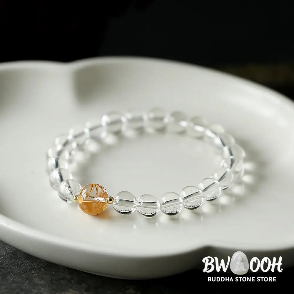 Buddha Stones Natural Black Obsidian White Crystal Black Onyx Dragon Strength Bracelet - BWOOOH - Bracelet