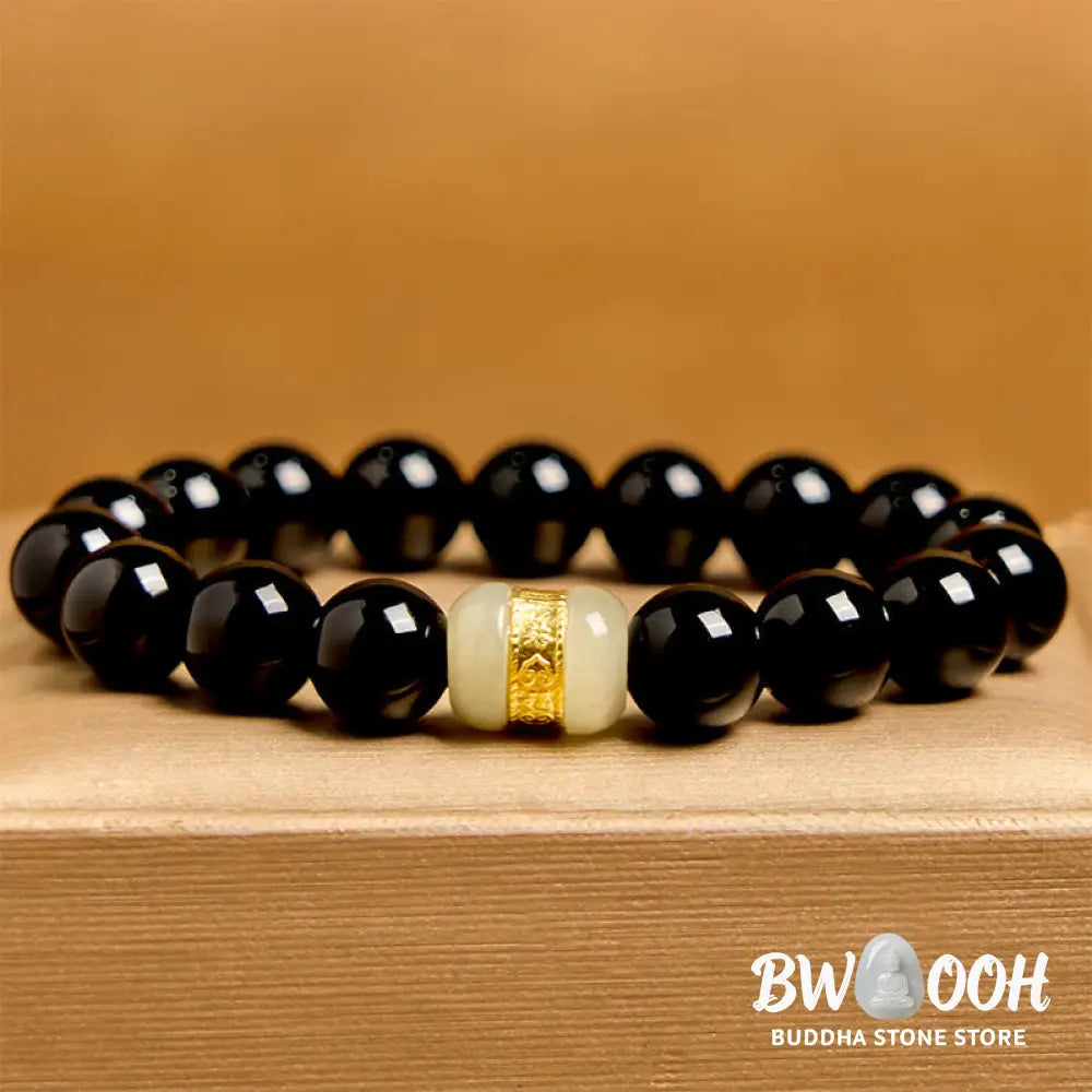 Buddha Stones Natural Black Onyx Jade Support Bracelet - BWOOOH - Black Onyx(Wrist Circumference 14-16cm) - Bracelet