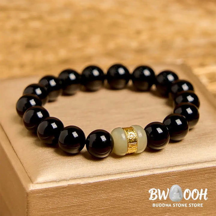 Buddha Stones Natural Black Onyx Jade Support Bracelet - BWOOOH - Black Onyx(Wrist Circumference 14-16cm) - Bracelet