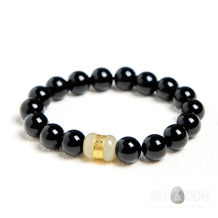 Buddha Stones Natural Black Onyx Jade Support Bracelet - BWOOOH - Black Onyx(Wrist Circumference 14-16cm) - Bracelet