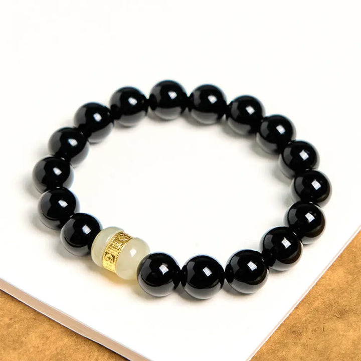 BWOOOH Natural Black Onyx Jade Support Bracelet — Black Onyx jade bracelet for spiritual healing and mindful living