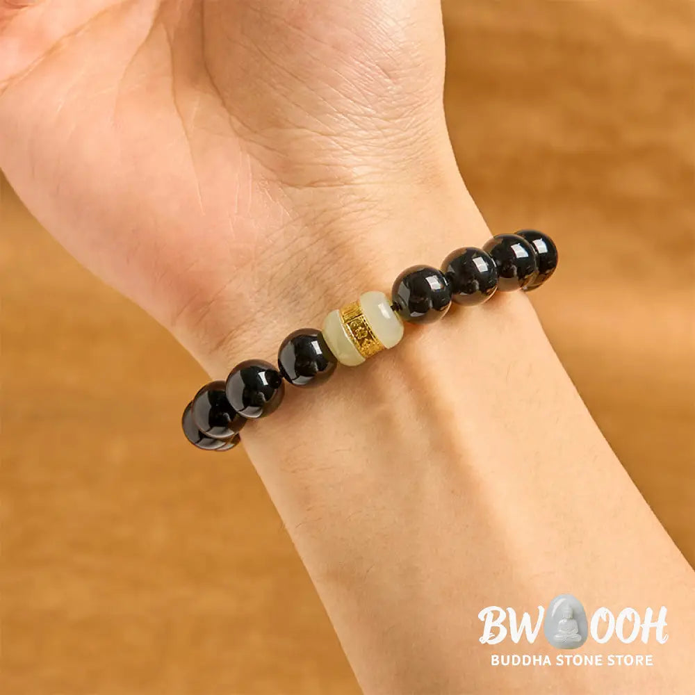 Buddha Stones Natural Black Onyx Jade Support Bracelet - BWOOOH - Black Onyx(Wrist Circumference 14-16cm) - Bracelet