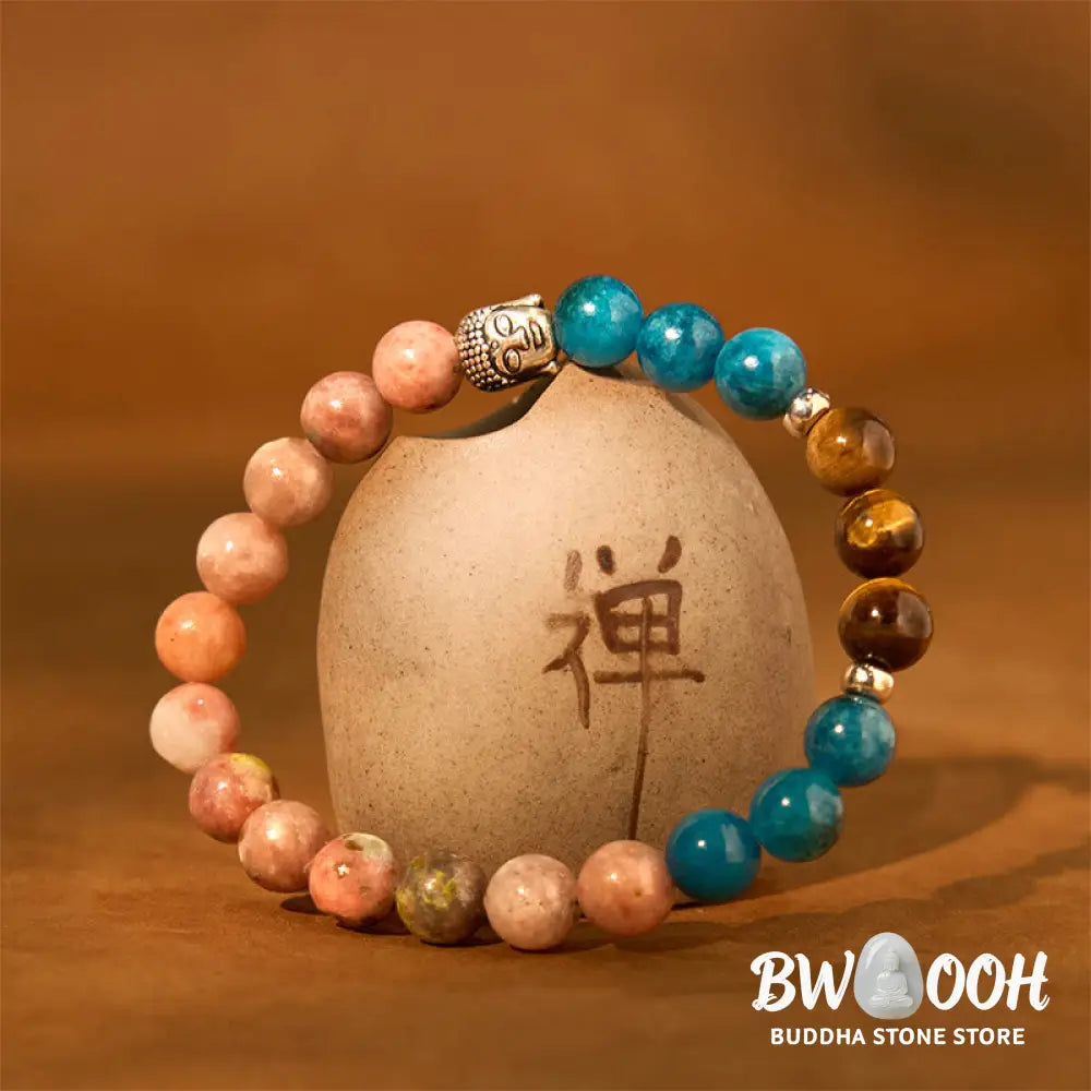 Buddha Stones Natural Black Onyx White Stone Green Aventurine Tiger Eye Agate Mixed Color Buddha Head Protection