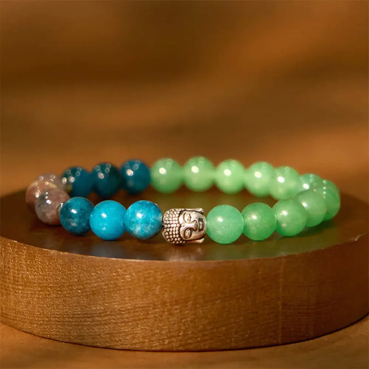 BWOOOH Natural Black Onyx White Stone Green Aventurine Tiger Eye Agate Mixed Color Buddha Head Protection