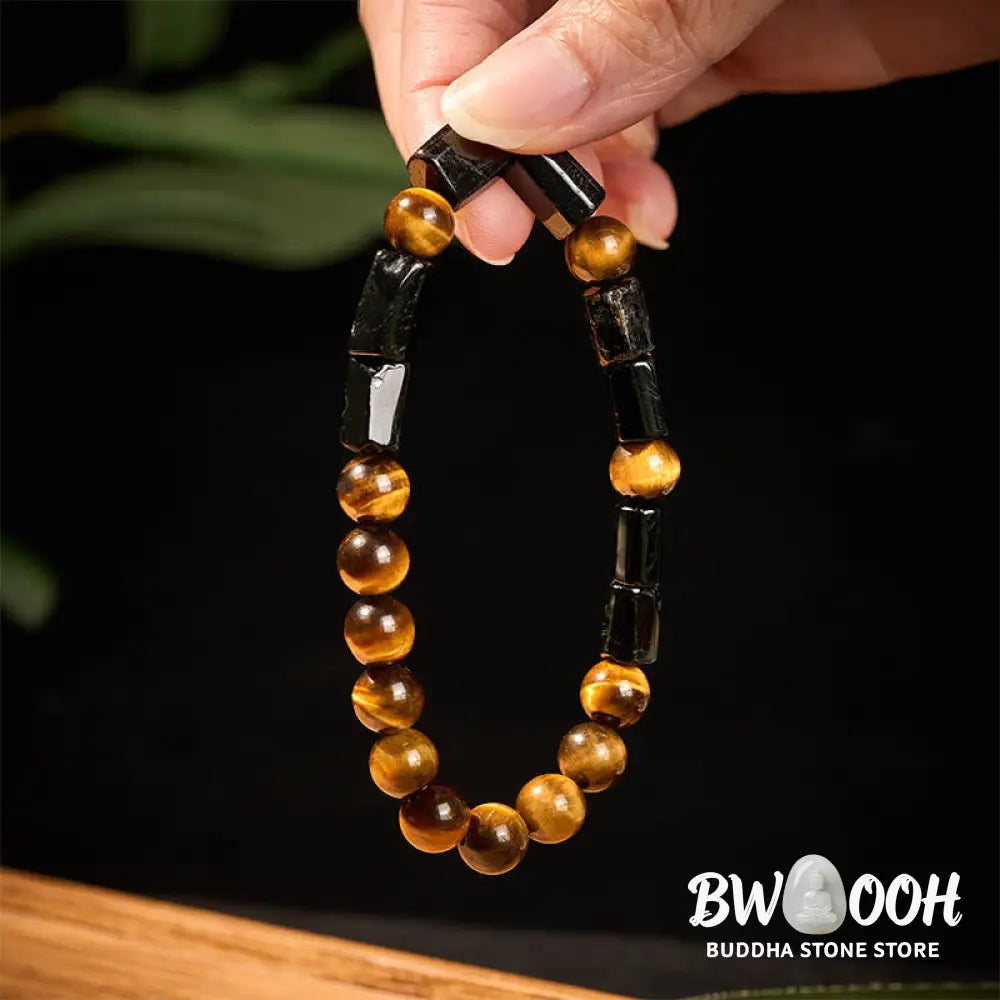 BWOOOH Natural Black Tourmaline Tiger Eye Positive Bracelet | natural stone spiritual bracelet for healing and mindful living