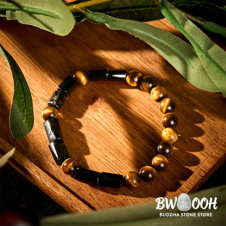 BWOOOH Natural Black Tourmaline Tiger Eye Positive Bracelet | natural stone spiritual bracelet for healing and mindful living