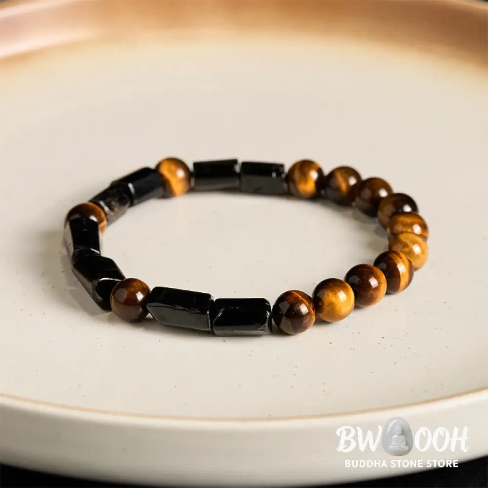 BWOOOH Natural Black Tourmaline Tiger Eye Positive Bracelet | natural stone spiritual bracelet for healing and mindful living