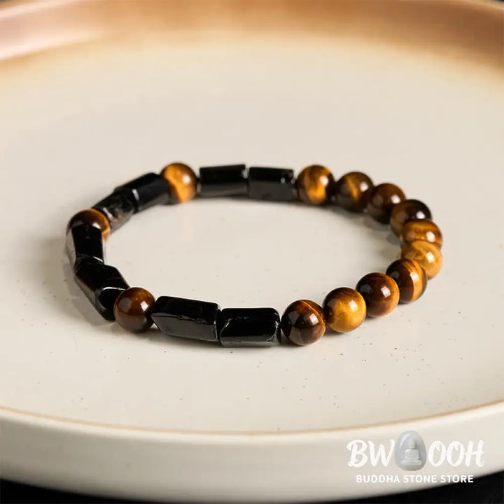 BWOOOH Natural Black Tourmaline Tiger Eye Positive Bracelet | natural stone spiritual bracelet for healing and mindful living
