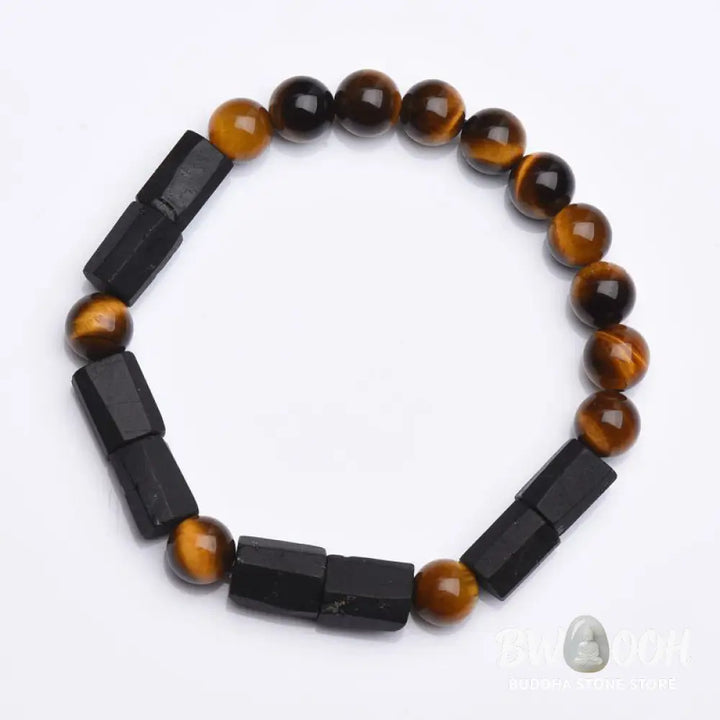 Buddha Stones Natural Black Tourmaline Tiger Eye Positive Bracelet - BWOOOH - Black Tourmaline&amp;Tiger Eye - Bracelet