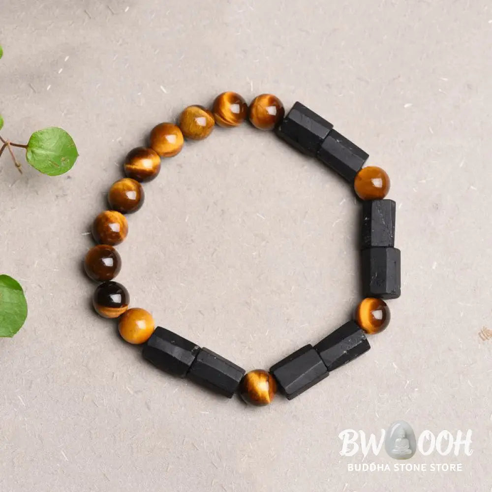 Buddha Stones Natural Black Tourmaline Tiger Eye Positive Bracelet - BWOOOH - Black Tourmaline&amp;Tiger Eye - Bracelet