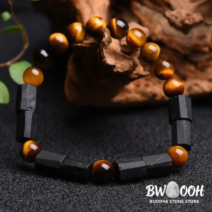 Buddha Stones Natural Black Tourmaline Tiger Eye Positive Bracelet - BWOOOH - Black Tourmaline&amp;Tiger Eye - Bracelet