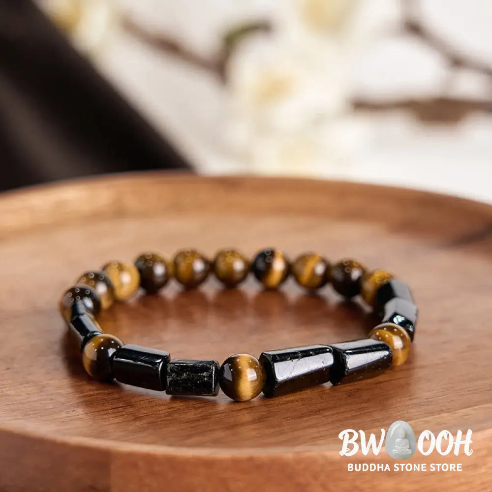 Buddha Stones Natural Black Tourmaline Tiger Eye Positive Bracelet - BWOOOH - Black Tourmaline&Tiger Eye - Bracelet