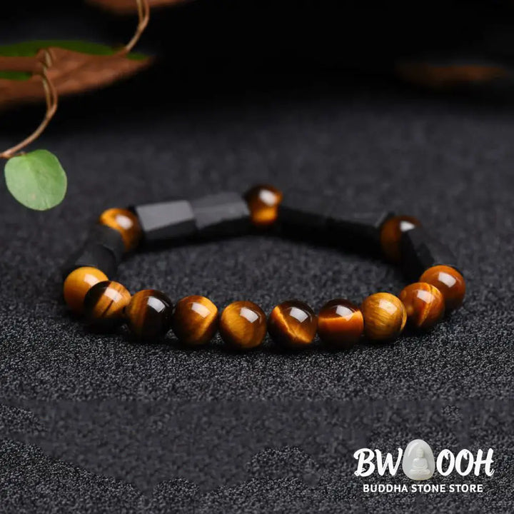 Buddha Stones Natural Black Tourmaline Tiger Eye Positive Bracelet - BWOOOH - Black Tourmaline&amp;Tiger Eye - Bracelet