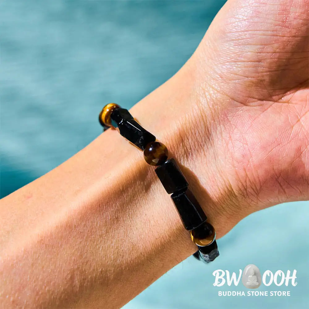 Buddha Stones Natural Black Tourmaline Tiger Eye Positive Bracelet - BWOOOH - Black Tourmaline&amp;Tiger Eye - Bracelet