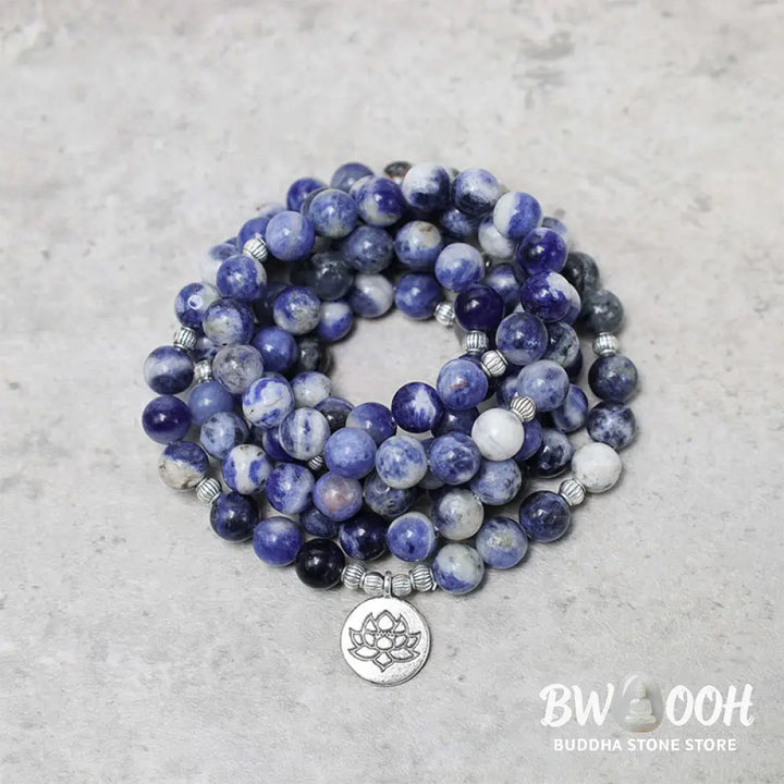 Buddha Stones Natural Blue Aventurine Lotus Peace Necklace Bracelet - BWOOOH - Blue Aventurine - Bracelet Necklaces &amp;