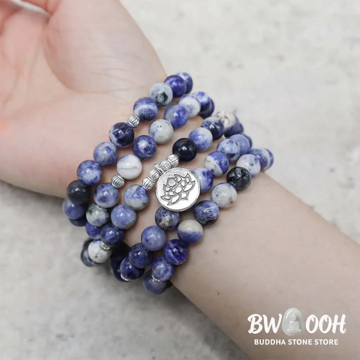 Buddha Stones Natural Blue Aventurine Lotus Peace Necklace Bracelet - BWOOOH - Blue Aventurine - Bracelet Necklaces &amp;