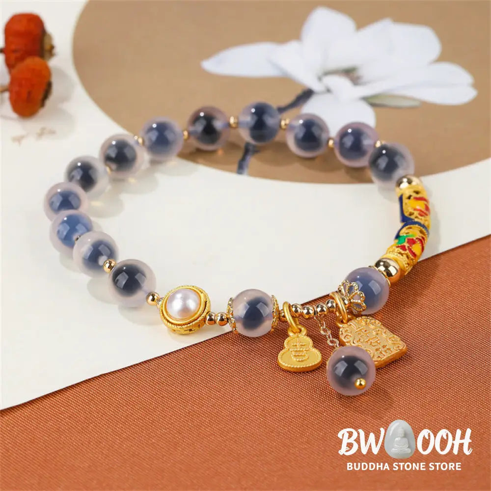 Buddha Stones Natural Blue Candy Agate Amulet Strength Bracelet - BWOOOH - Candy Agate(Strength♥Confidence) - Bracelet
