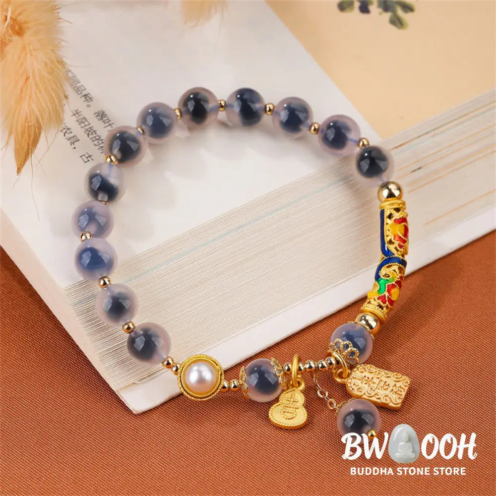 Buddha Stones Natural Blue Candy Agate Amulet Strength Bracelet - BWOOOH - Candy Agate(Strength♥Confidence) - Bracelet