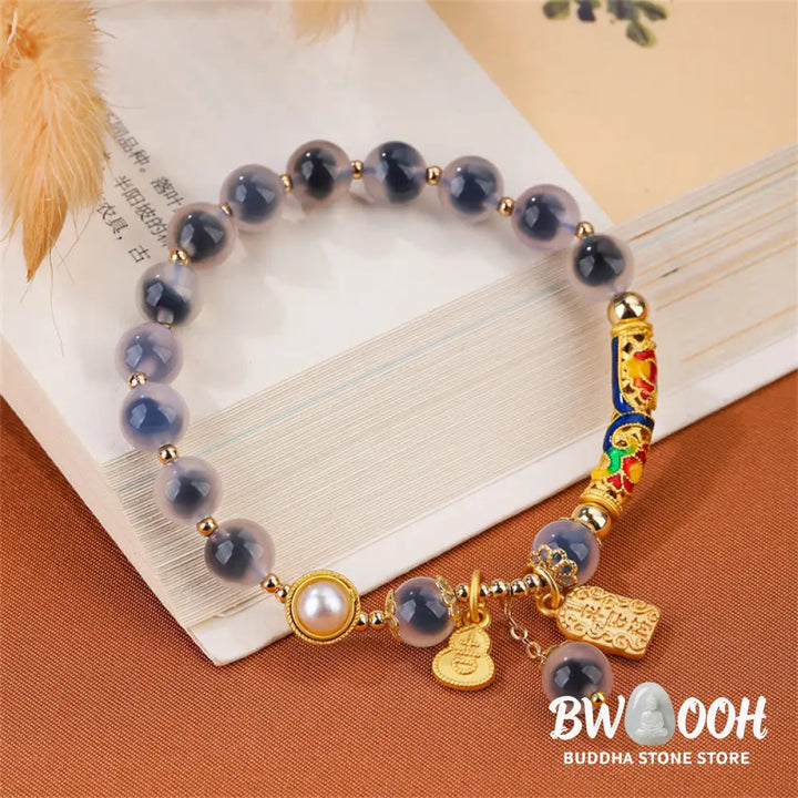 Buddha Stones Natural Blue Candy Agate Amulet Strength Bracelet - BWOOOH - Candy Agate(Strength♥Confidence) - Bracelet