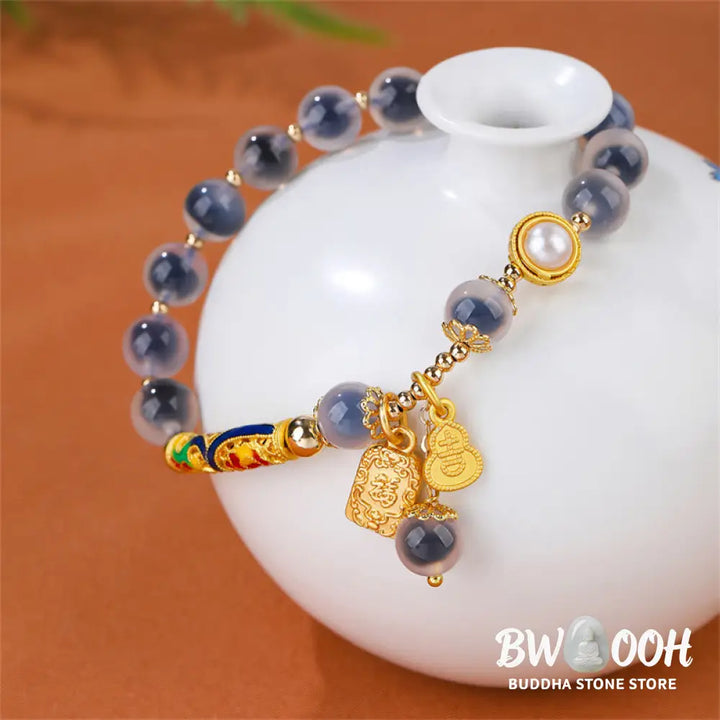 Buddha Stones Natural Blue Candy Agate Amulet Strength Bracelet - BWOOOH - Candy Agate(Strength♥Confidence) - Bracelet