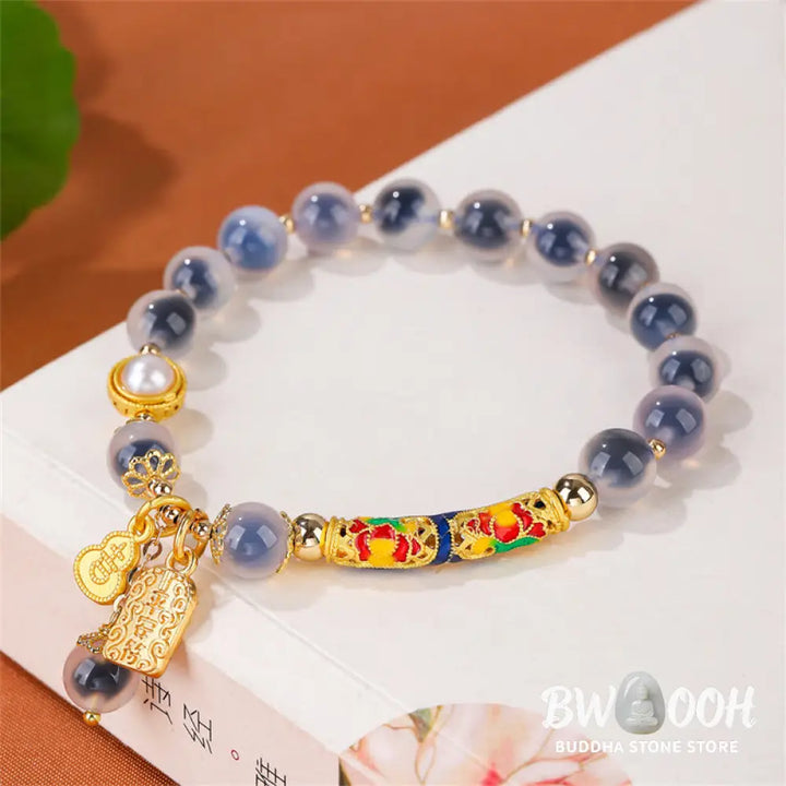 Buddha Stones Natural Blue Candy Agate Amulet Strength Bracelet - BWOOOH - Candy Agate(Strength♥Confidence) - Bracelet