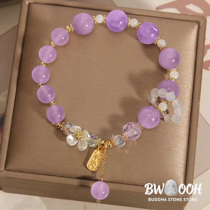 Buddha Stones Natural Blue Crystal Amethyst Chalcedony Flower Healing Bracelet - BWOOOH - Bracelet