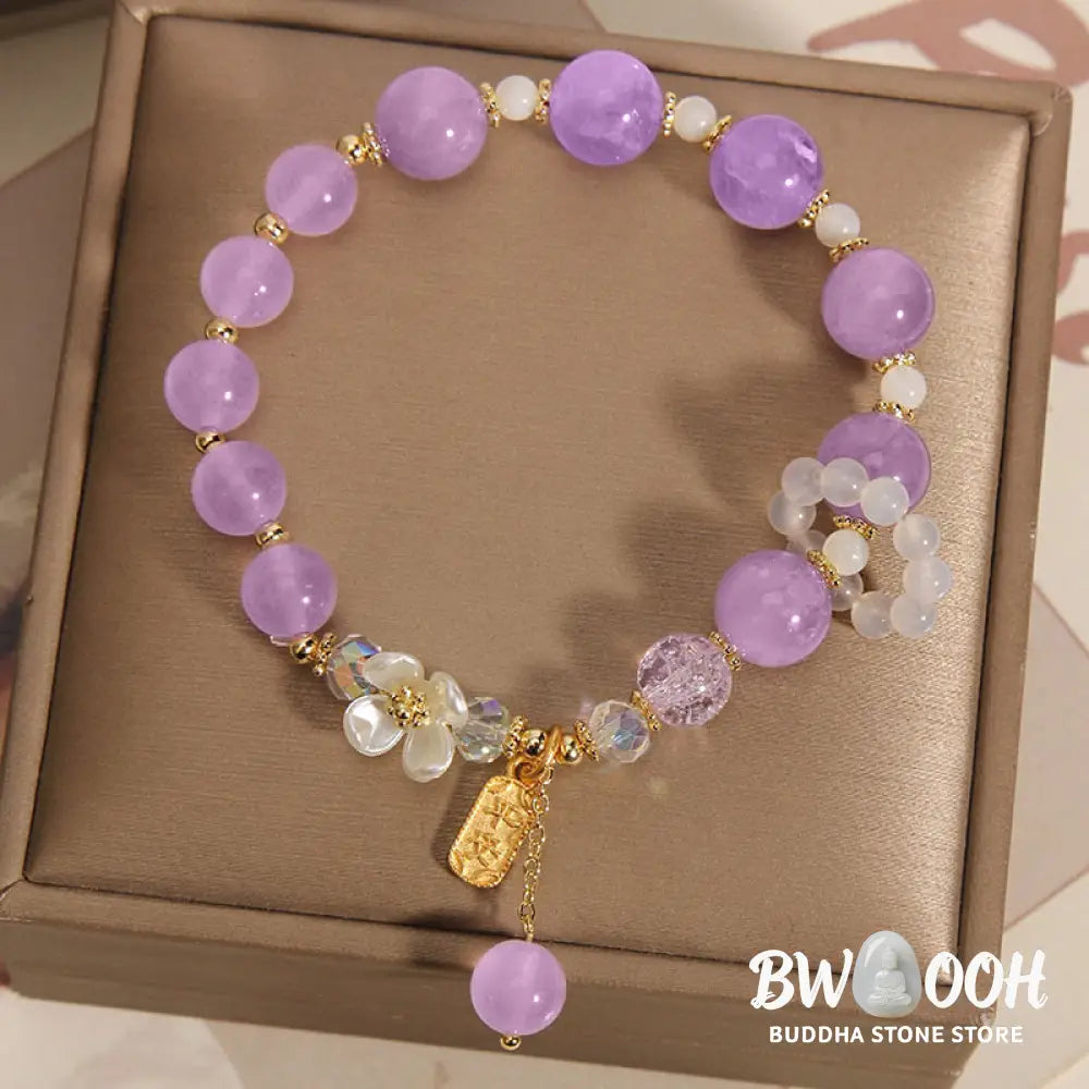 Buddha Stones Natural Blue Crystal Amethyst Chalcedony Flower Healing Bracelet - BWOOOH - Bracelet