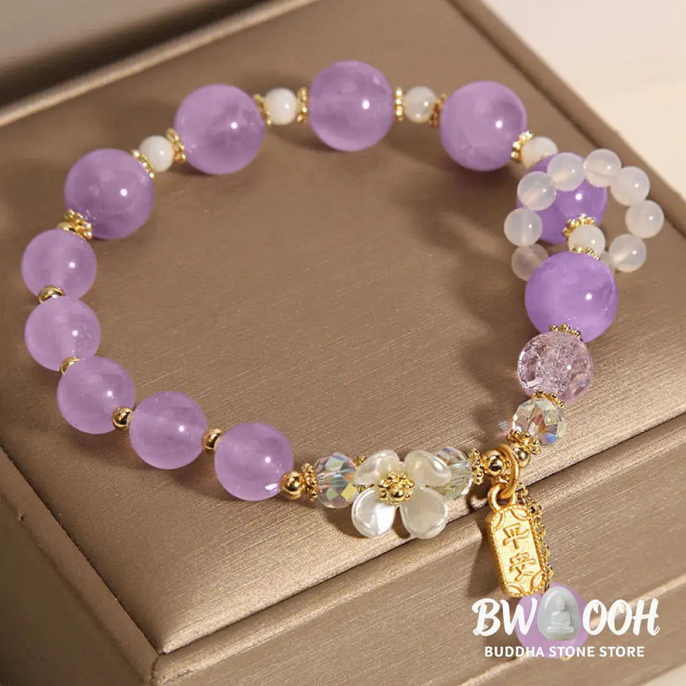 Buddha Stones Natural Blue Crystal Amethyst Chalcedony Flower Healing Bracelet - BWOOOH - Bracelet