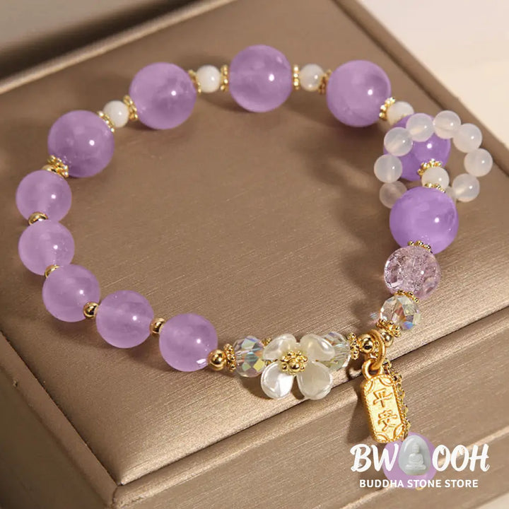 Buddha Stones Natural Blue Crystal Amethyst Chalcedony Flower Healing Bracelet - BWOOOH - Bracelet