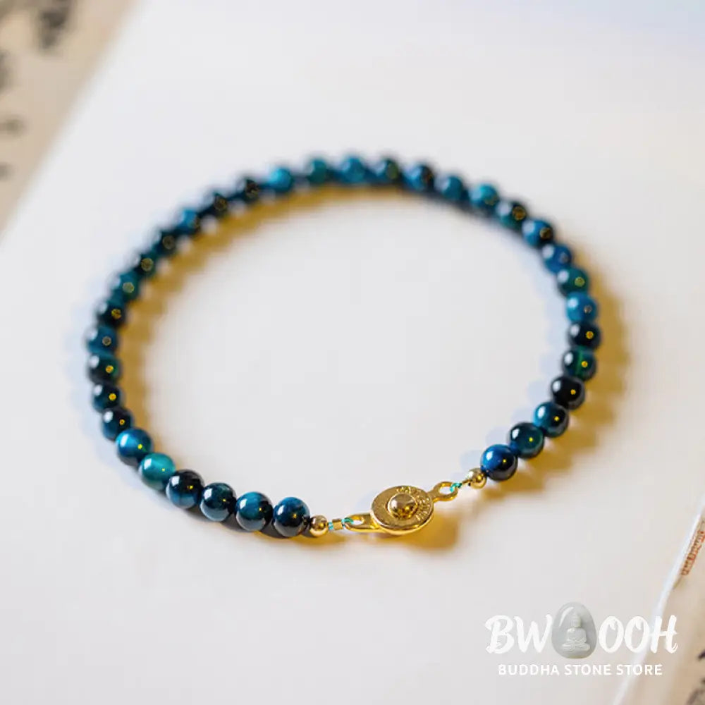 Buddha Stones Natural Blue Tiger Eye Stone Protection Chain Bracelet - BWOOOH - Bracelet