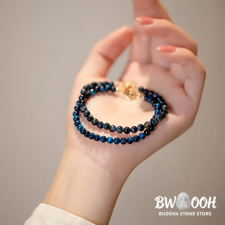 Buddha Stones Natural Blue Tiger Eye Stone Protection Chain Bracelet - BWOOOH - Bracelet