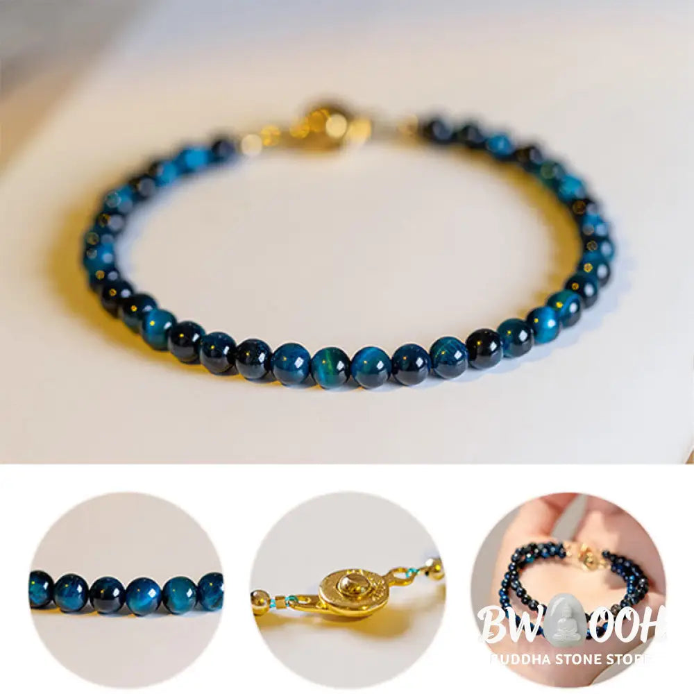 Buddha Stones Natural Blue Tiger Eye Stone Protection Chain Bracelet - BWOOOH - Bracelet