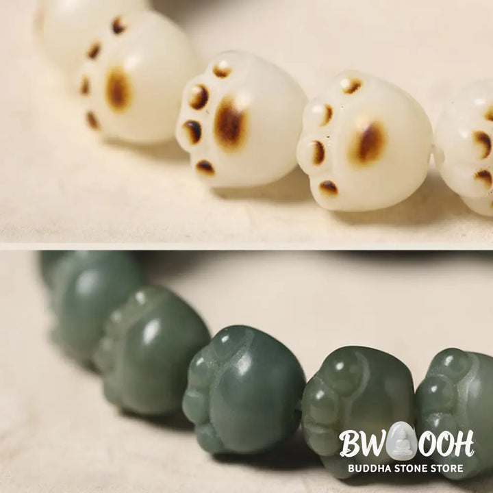 Buddha Stones Natural Bodhi Seed Lovely Paw Ebony Wood Lucky Cat Wisdom Bracelet - BWOOOH - Bracelet