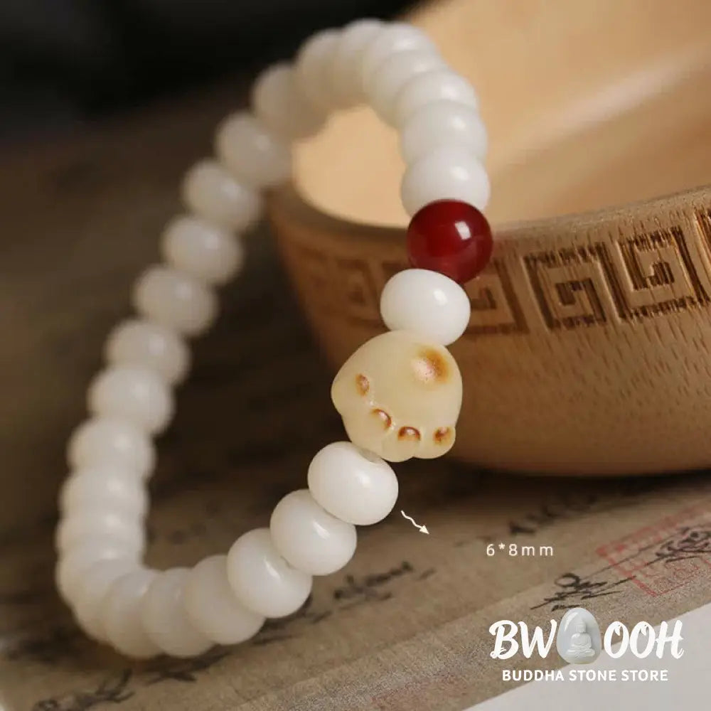 BWOOOH Natural Bodhi Seed Lovely Paw Lucky Cat Bracelet | natural stone spiritual bracelet for healing and mindful living