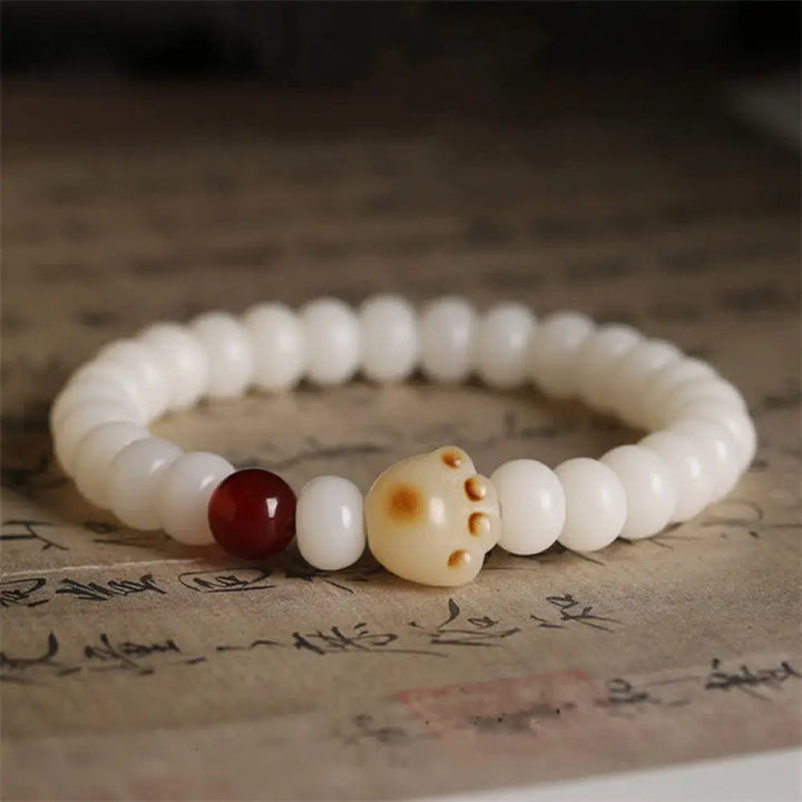 BWOOOH Natural Bodhi Seed Lovely Paw Lucky Cat Bracelet | natural stone spiritual bracelet for healing and mindful living