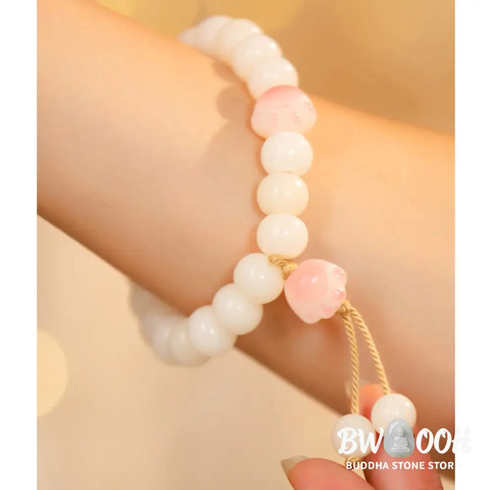 BWOOOH Natural Bodhi Seed Lovely Paw Lucky Cat Paw Peace Bracelet - Bracelet