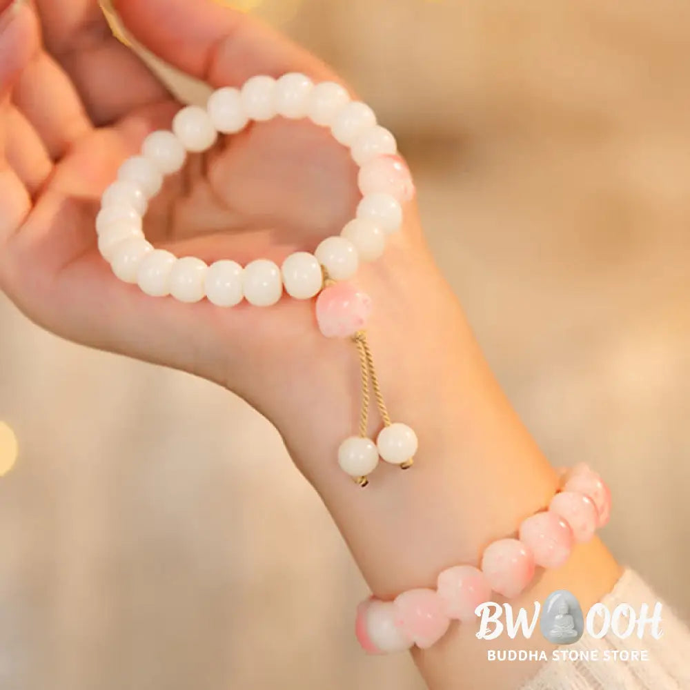 BWOOOH Natural Bodhi Seed Lovely Paw Lucky Cat Paw Peace Bracelet - Bracelet