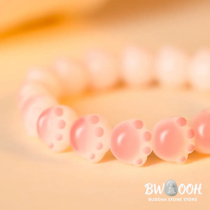 BWOOOH Natural Bodhi Seed Lovely Paw Lucky Cat Paw Peace Bracelet - Bracelet
