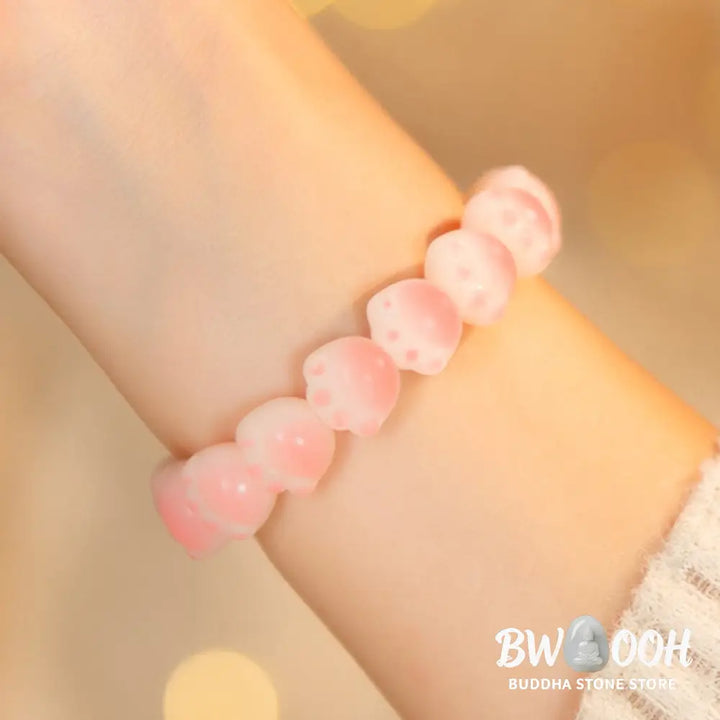 BWOOOH Natural Bodhi Seed Lovely Paw Lucky Cat Paw Peace Bracelet - Bracelet